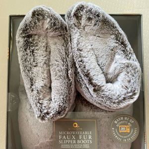 Microwaveable Faux Fur Slipper Boots